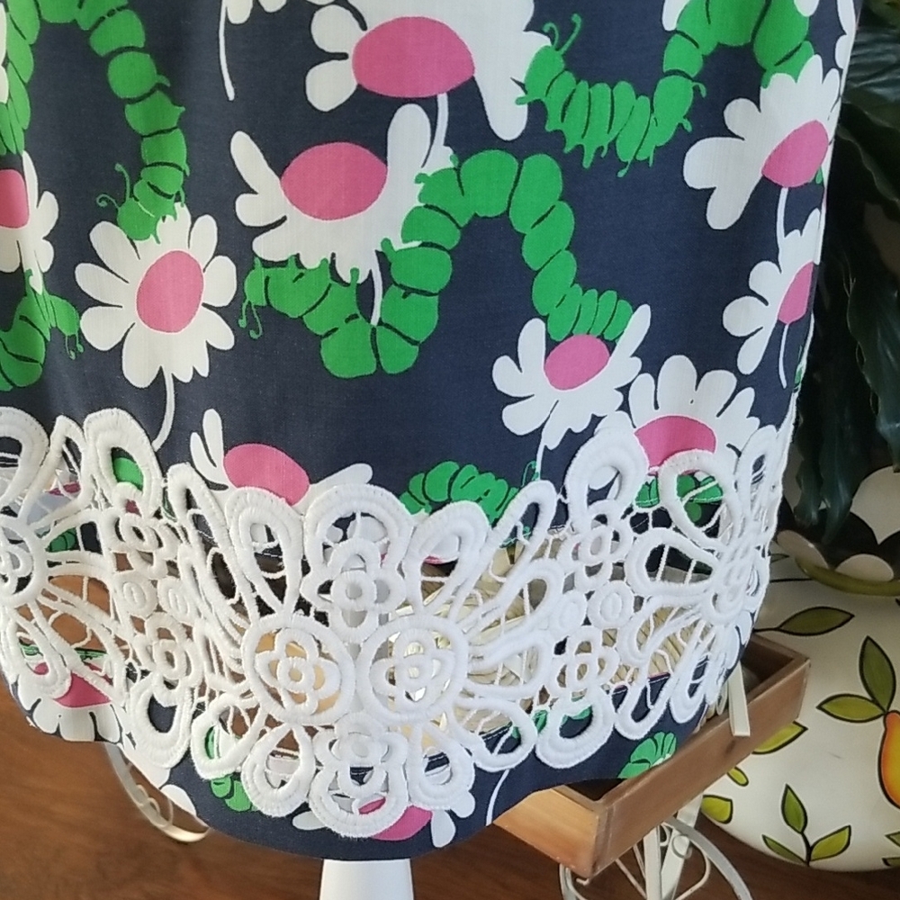 Lilly Pulitzer Navy and Green Floral Dress - Picture 3 of 6